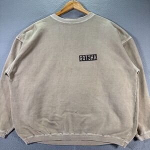 Vintage Gotcha Crewneck‎ Sweatshirt Adult Large Brown Fleece Logo Beach Surf 90s